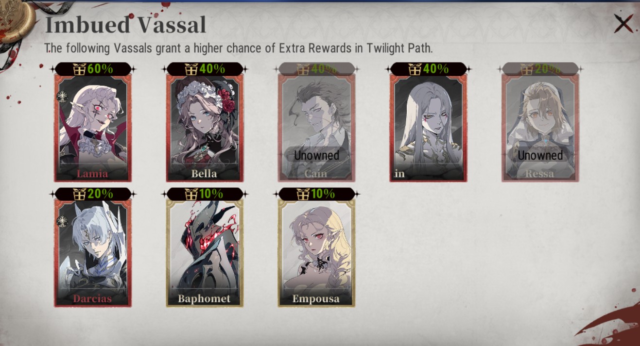 Imbued Vassal List